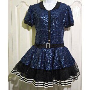 Revolution Blue Sequin Sailor Striped Dress Jazz Tap Theater Dance Costume Adult